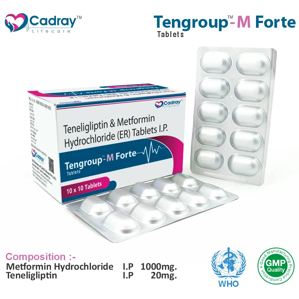 Teneligliptin 20mg + Metformin 1000mg Tablet | Antidiabetic Care | Best Price for PCD Pharma Franchise